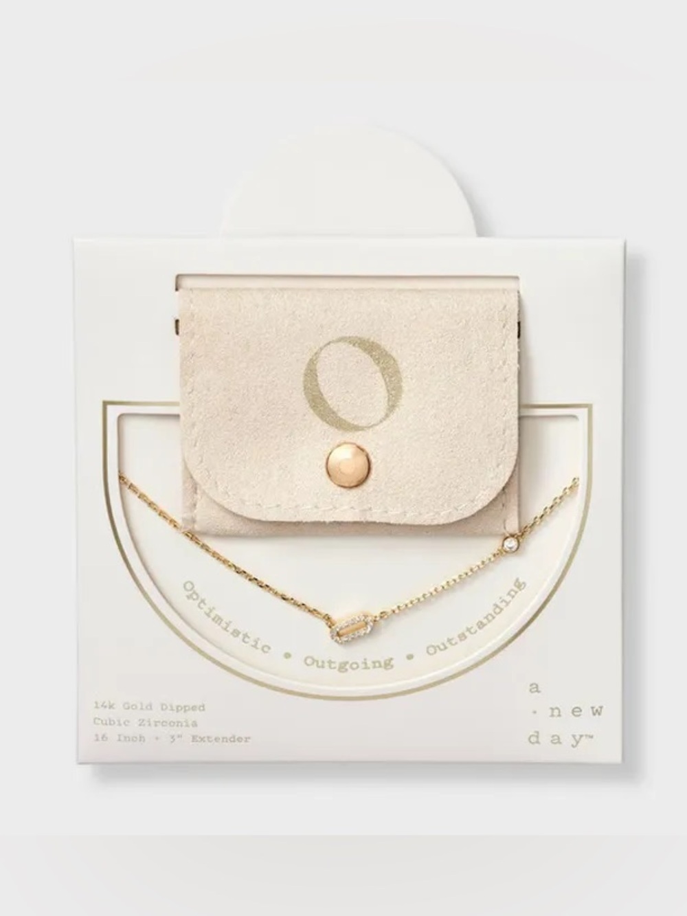 Target A New Day 14K Gold Dipped Cubic Zirconia O Initial Necklace Gold